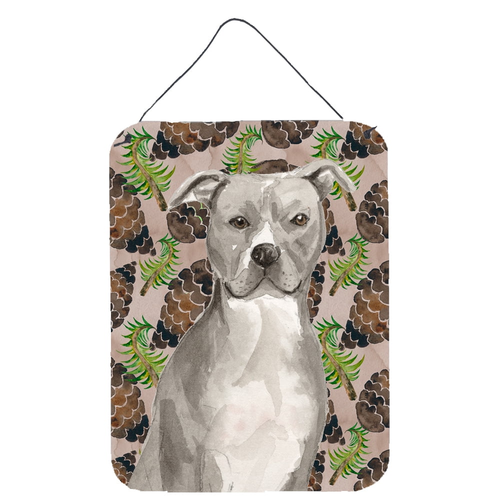 Picture of Carolines Treasures BB9570DS1216 Staffordshire Bull Terrier Pine Cones Wall or Door Hanging Prints
