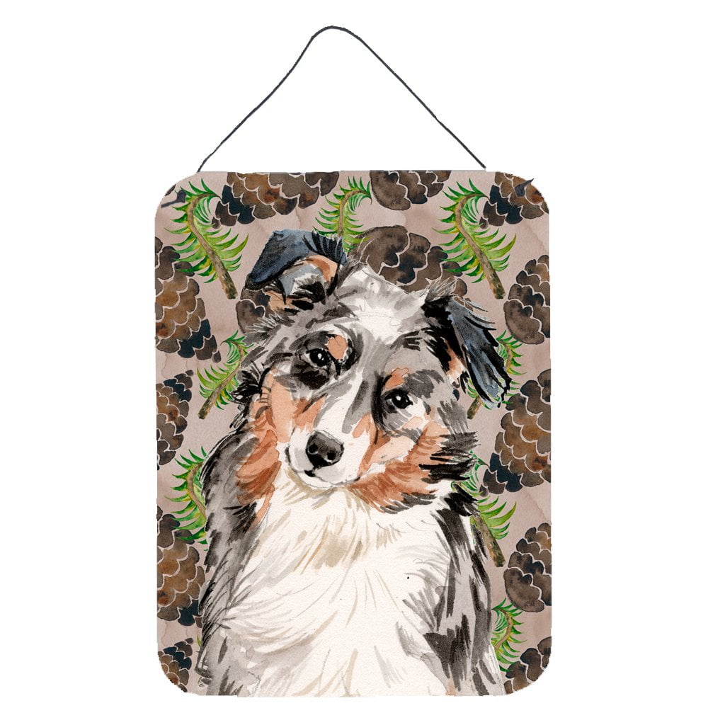 Picture of Carolines Treasures BB9572DS1216 Australian Shepherd Pine Cones Wall or Door Hanging Prints