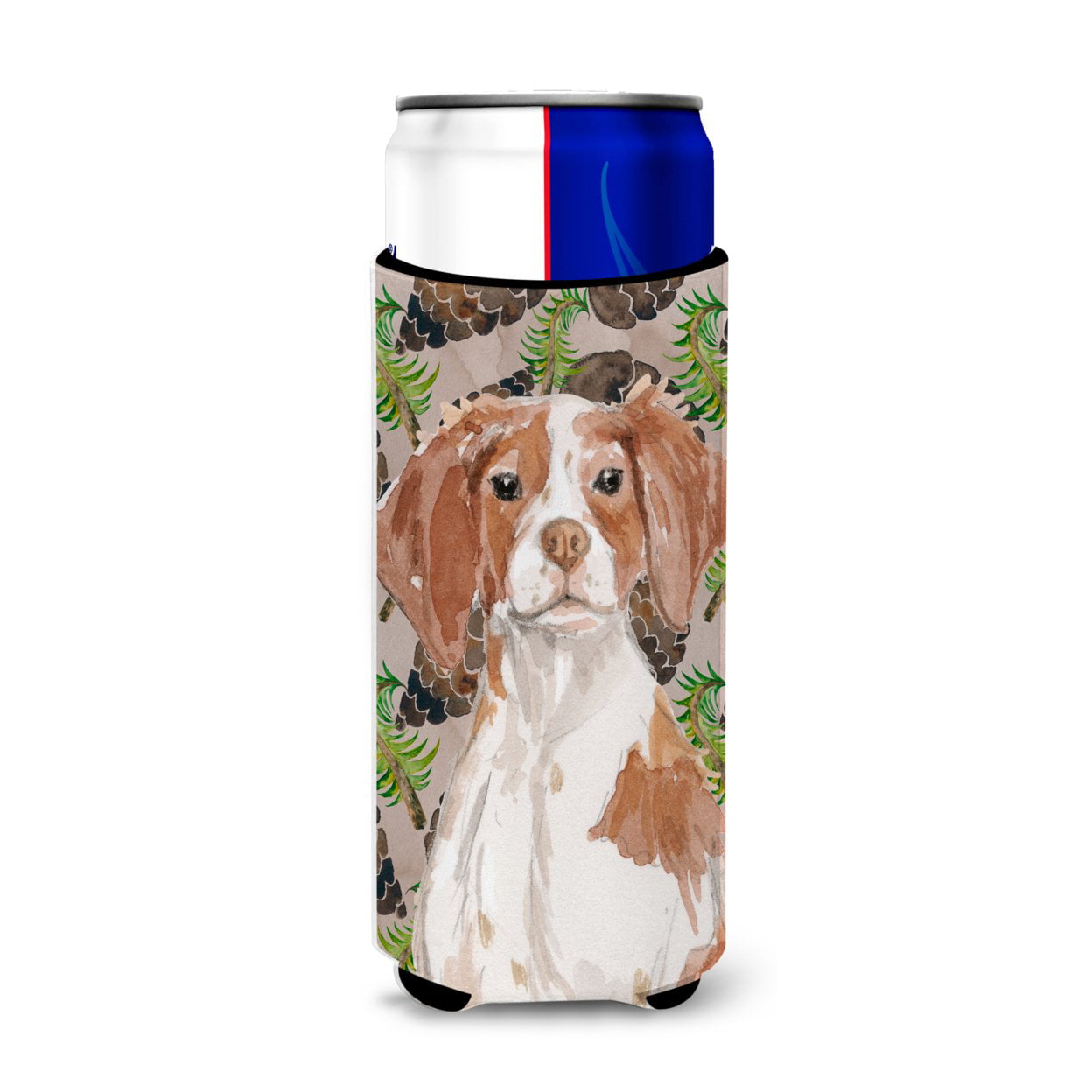 Brittany Spaniel Pine Cones Michelob Ultra Hugger for Slim Cans