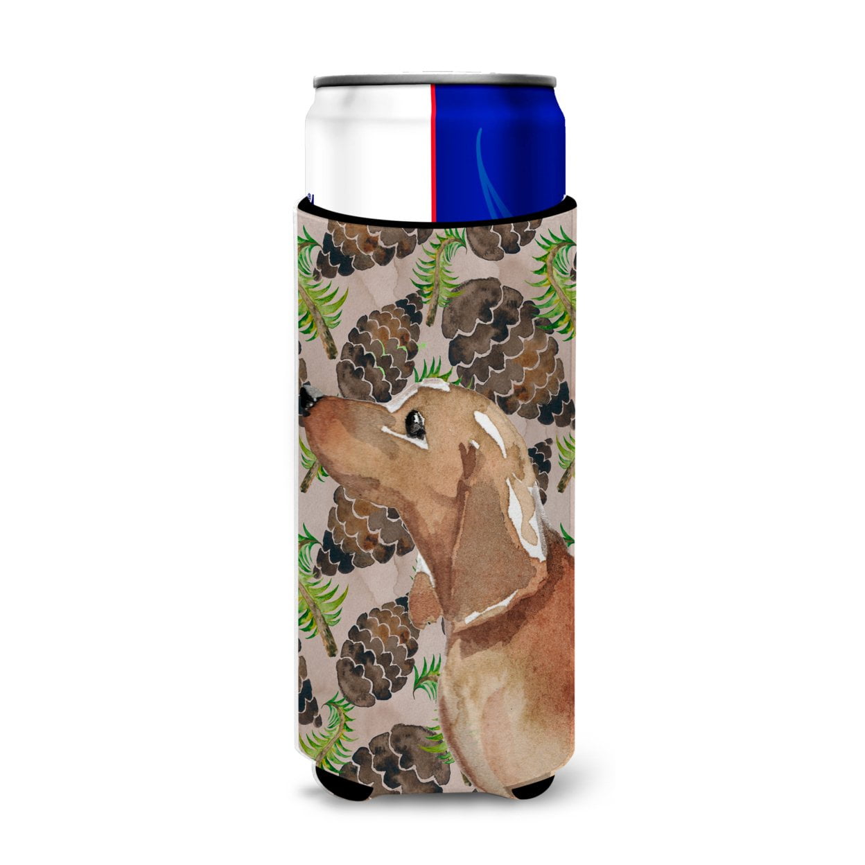 Red & Tan Dachshund Pine Cones Michelob Ultra Hugger for Slim Cans