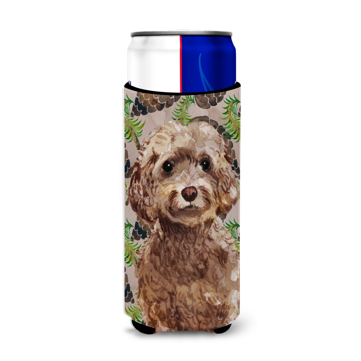 Brown Cockapoo Pine Cones Michelob Ultra Hugger for Slim Cans