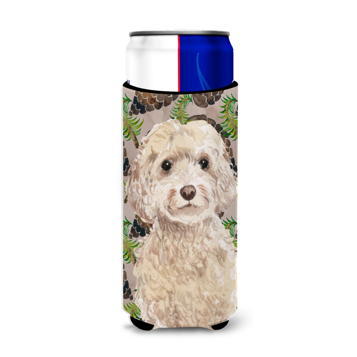 Champagne Cockapoo Pine Cones Michelob Ultra Hugger for Slim Cans