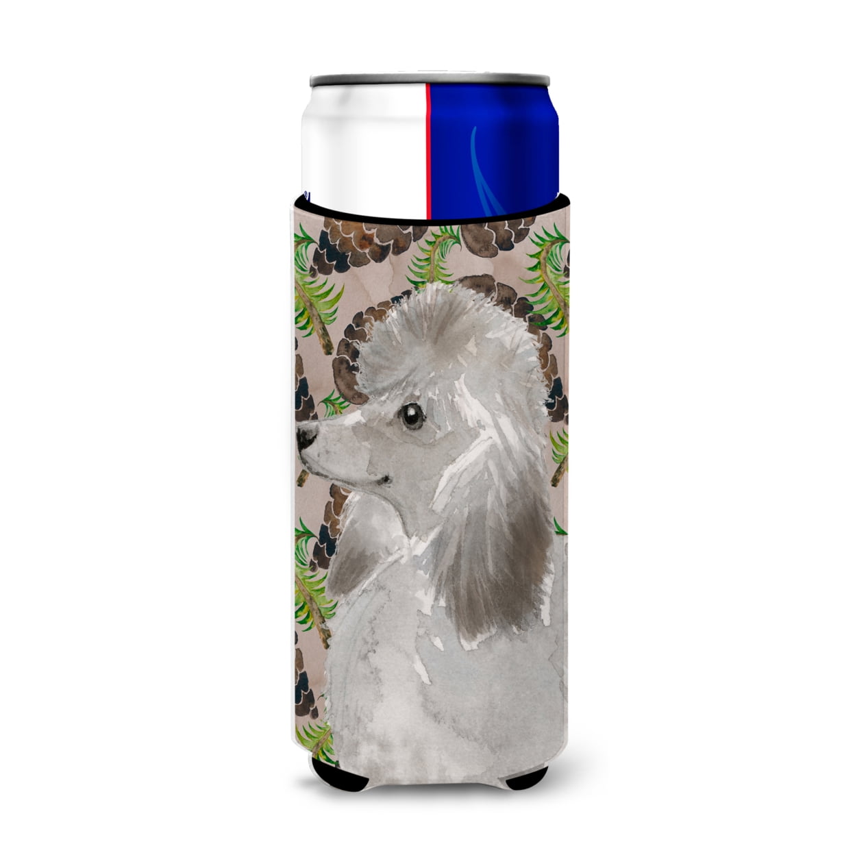 Grey Standard Poodle Pine Cones Michelob Ultra Hugger for Slim Cans
