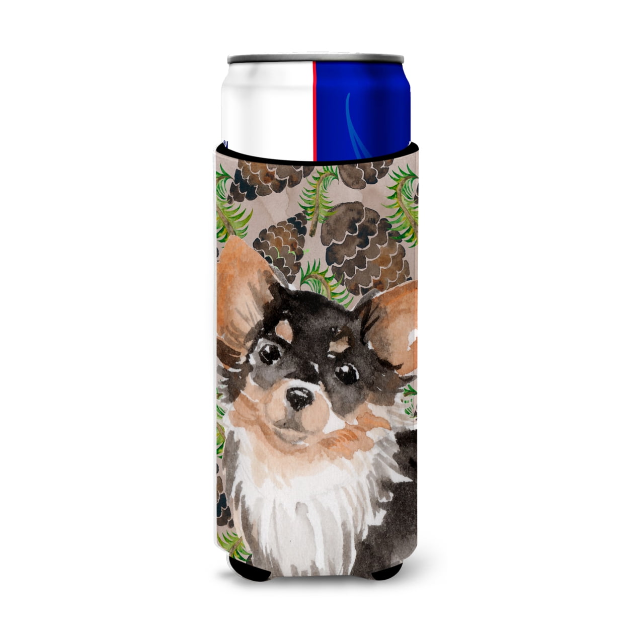 Long Haired Chihuahua Pine Cones Michelob Ultra Hugger for Slim Cans