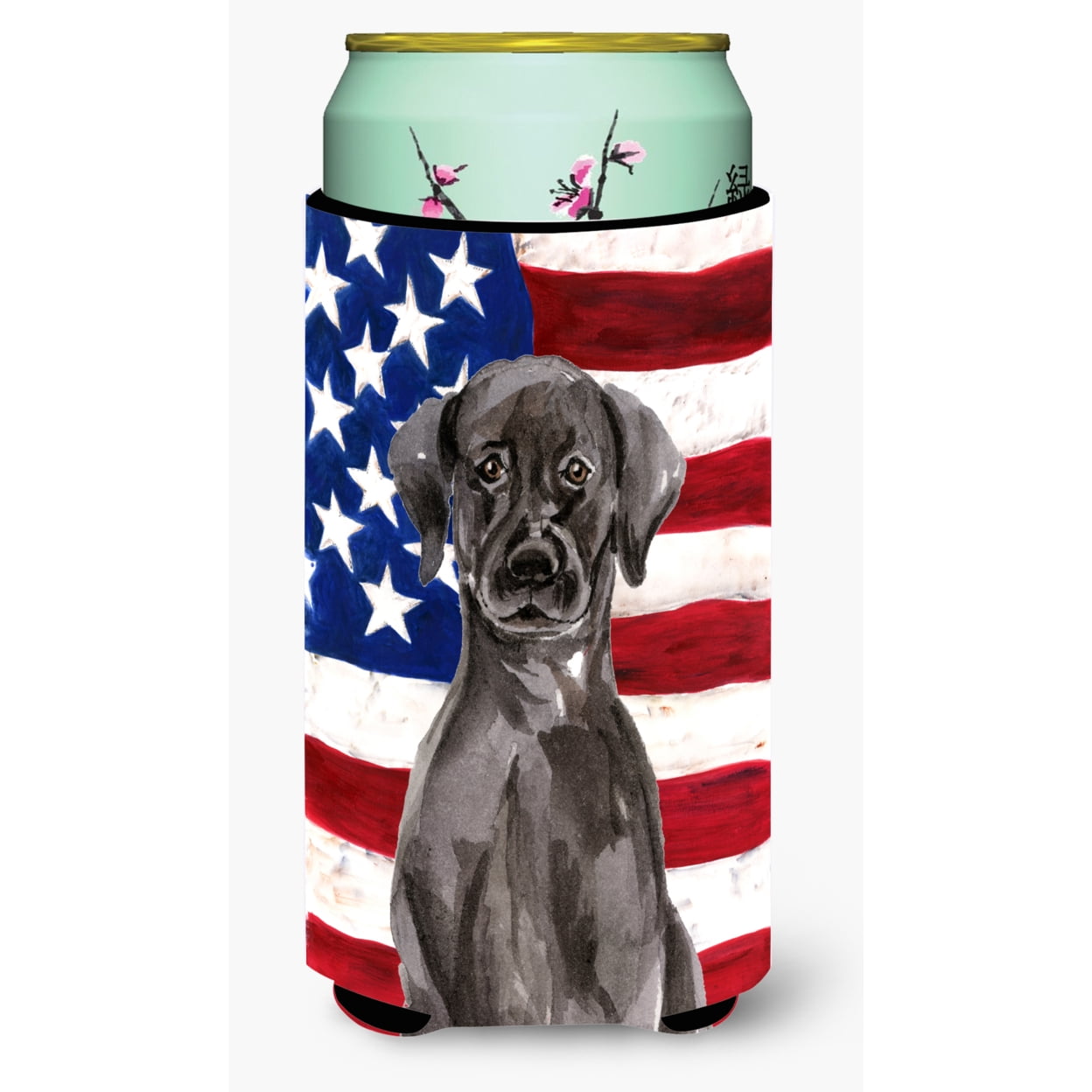 Black & Labrador Patriotic Tall Boys Beverage Insulator Hugger