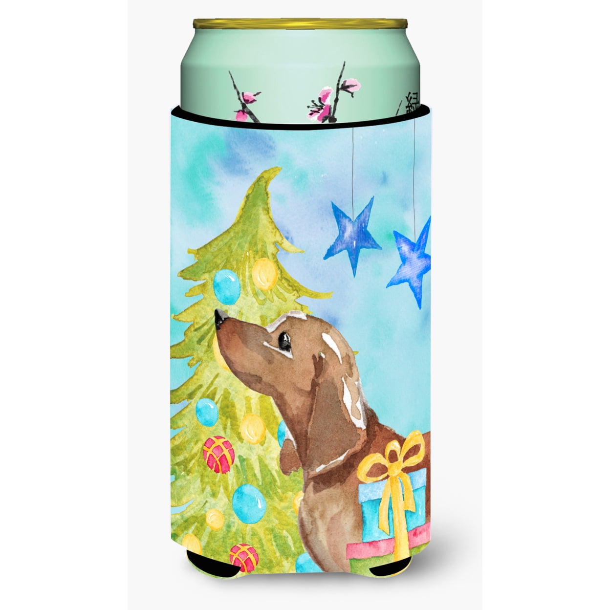 Red & Tan Dachshund Christmas Tall Boys Beverage Insulator Hugger