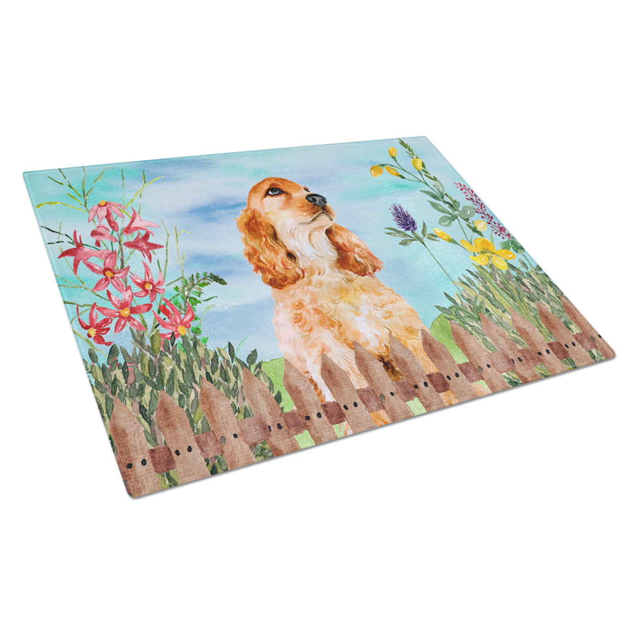 Picture of Carolines Treasures CK1268LCB Cocker Spaniel Spring Glass Cutting Board - Large