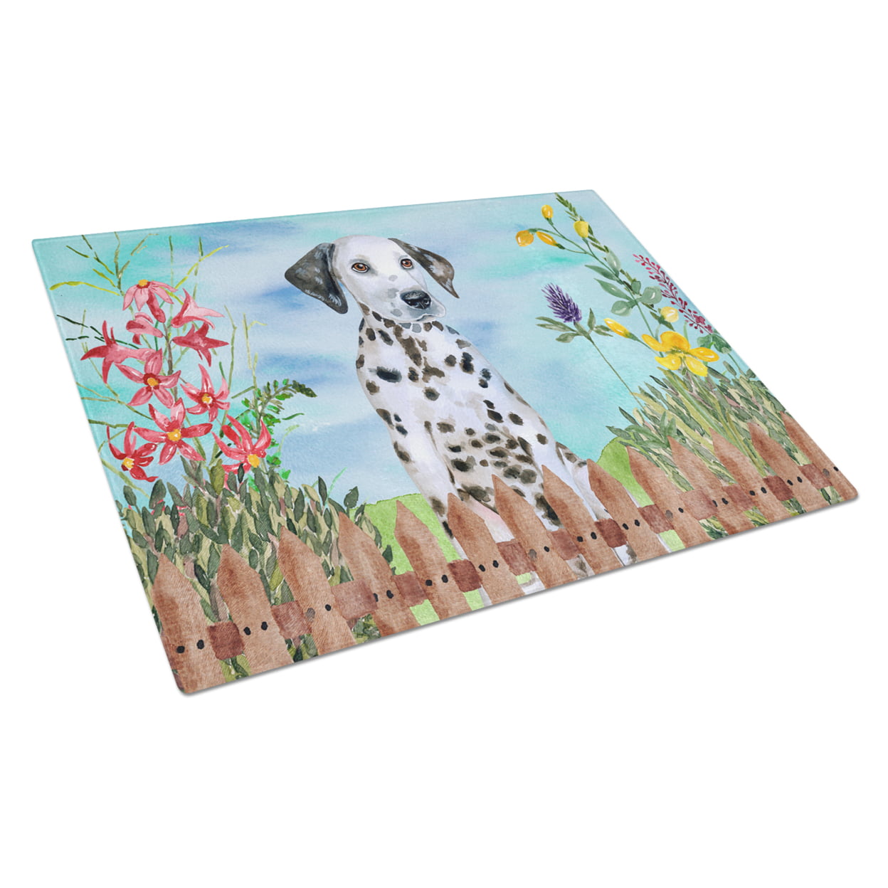 Dalmatian Puppy Spring Glass Cutting Board - Large