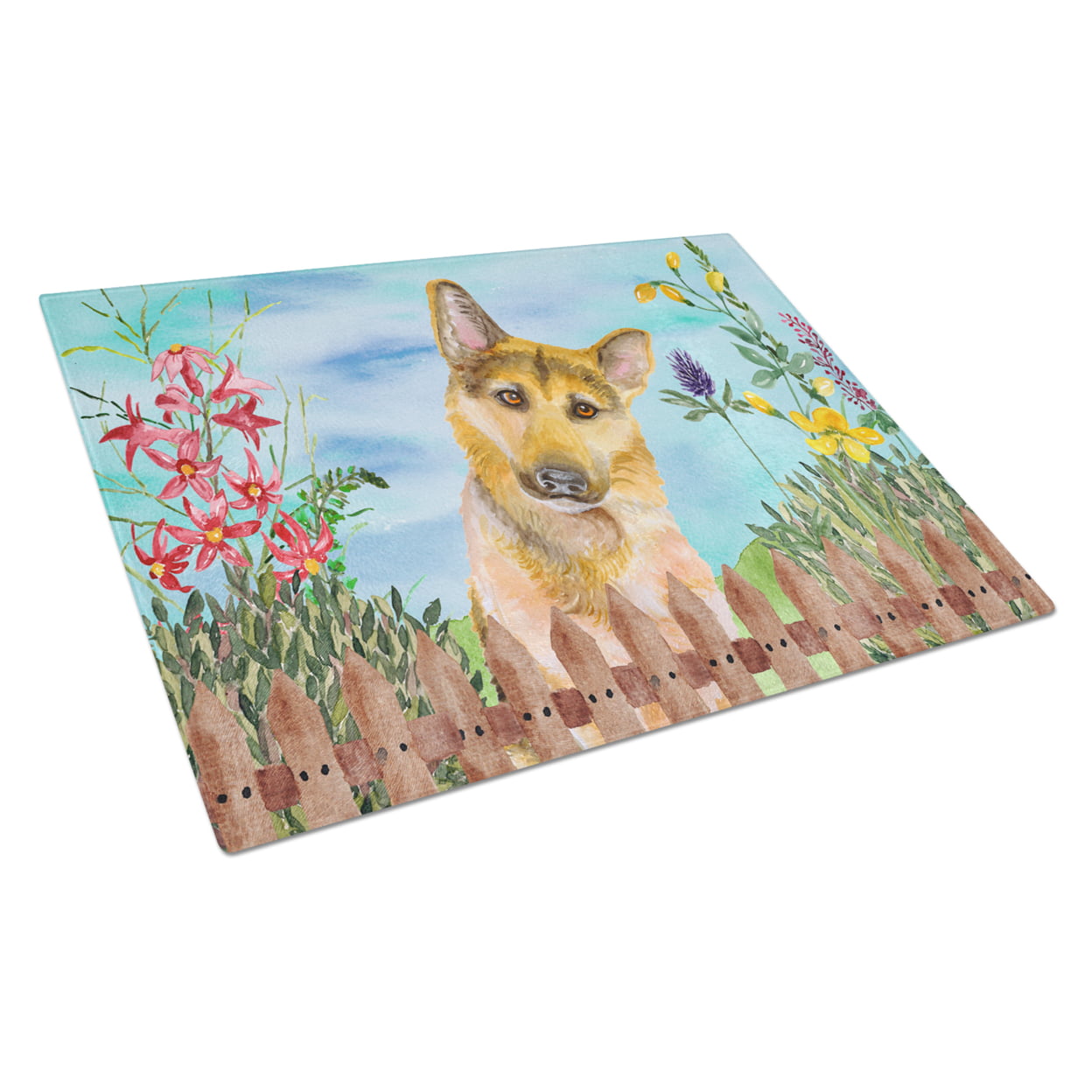 German Shepherd No.2 Spring Glass Cutting Board - Large