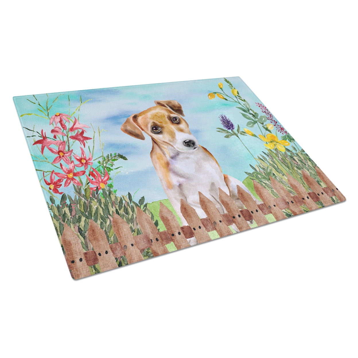 Jack Russell Terrier No.2 Spring Glass Cutting Board - Large