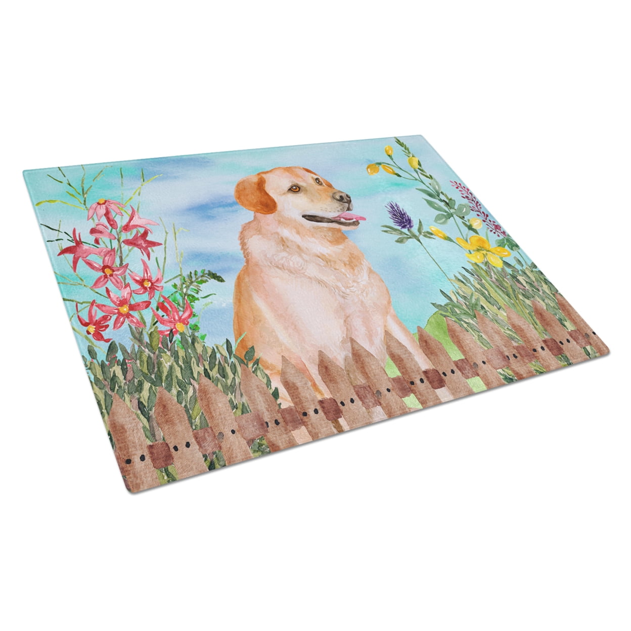 Labrador Retriever Spring Glass Cutting Board - Large
