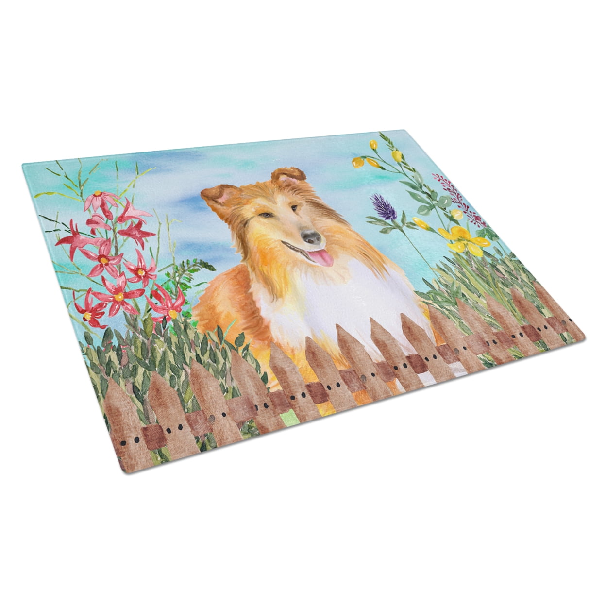 CK1282LCB Sheltie Spring Glass Cutting Board - Large