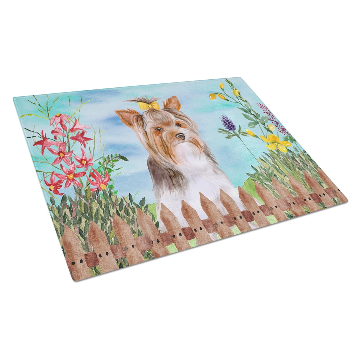Yorkshire Terrier No.2 Spring Glass Cutting Board - Large