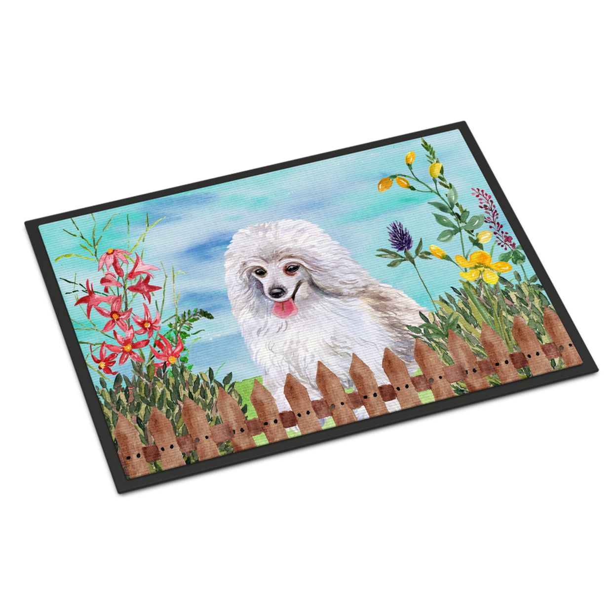 CK1245MAT Medium White Poodle Spring Indoor or Outdoor Mat - 18 x 27 in.