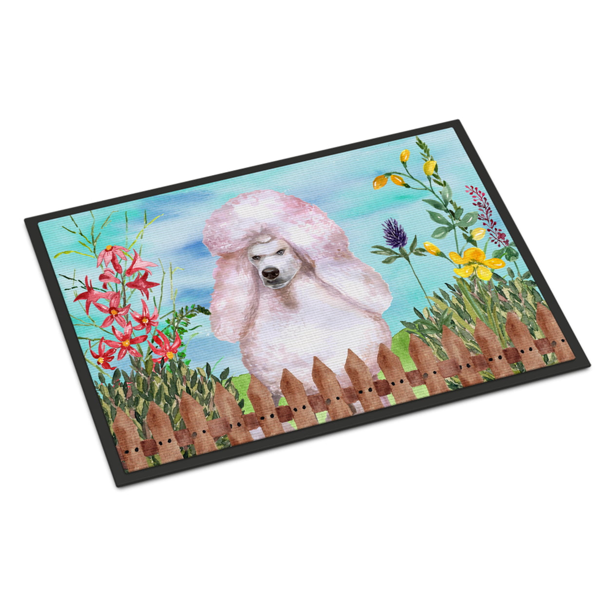 White Standard Poodle Spring Indoor or Outdoor Mat - 18 x 27 in.