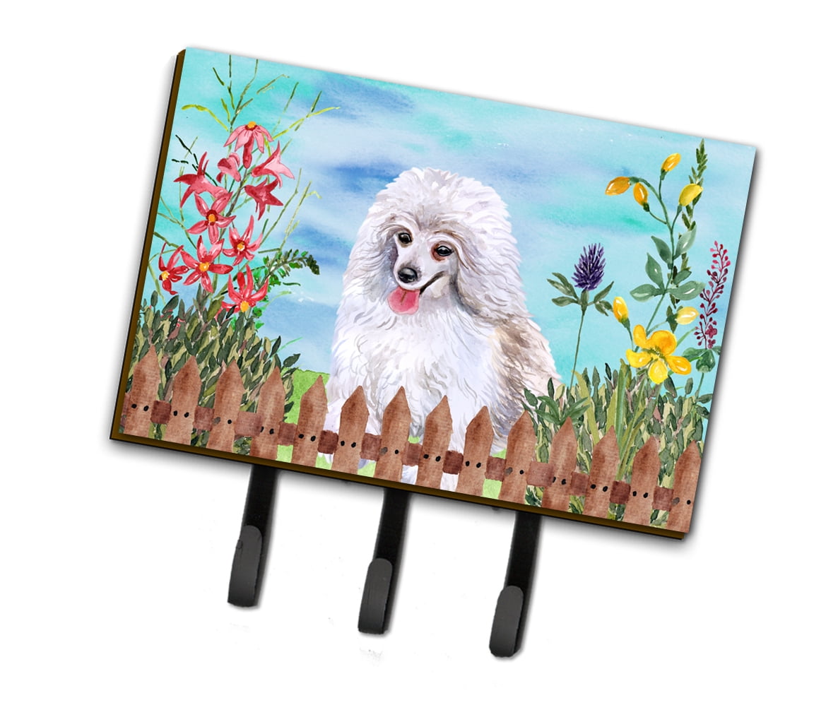 Medium White Poodle Spring Leash or Key Holder