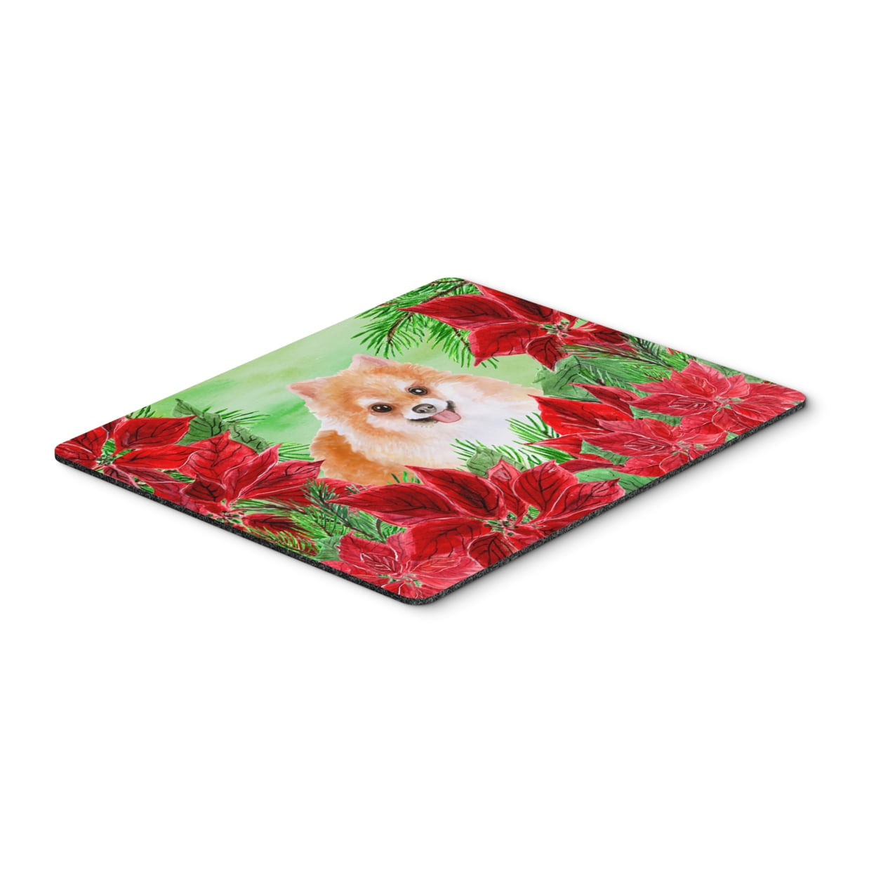 Pomeranian No.2 Poinsettas Mouse Pad, Hot Pad or Trivet