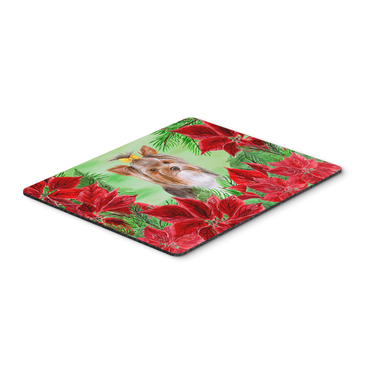 Yorkshire Terrier No.2 Poinsettas Mouse Pad, Hot Pad or Trivet