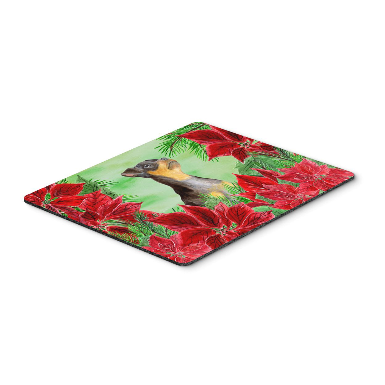 Miniature Pinscher No.2 Poinsettas Mouse Pad, Hot Pad or Trivet