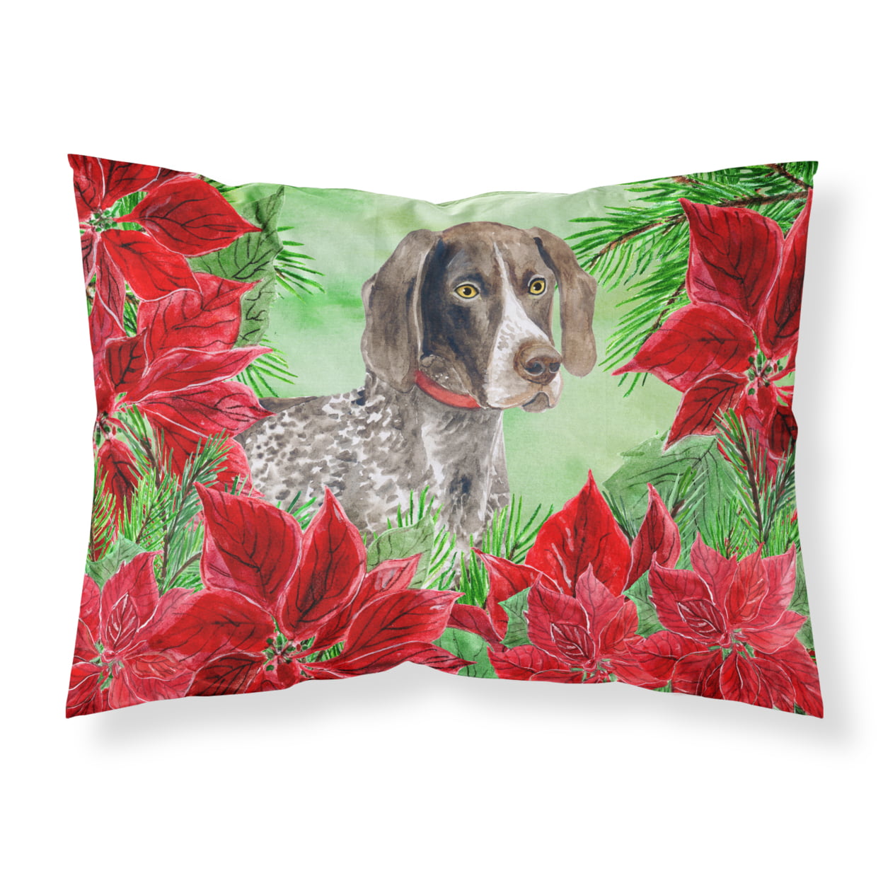 German Shorthaired Pointer Poinsettas Fabric Standard Pillowcase