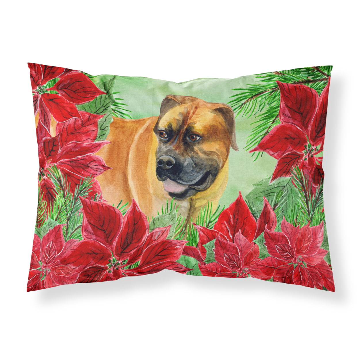 Boerboel Mastiff Poinsettas Fabric Standard Pillowcase