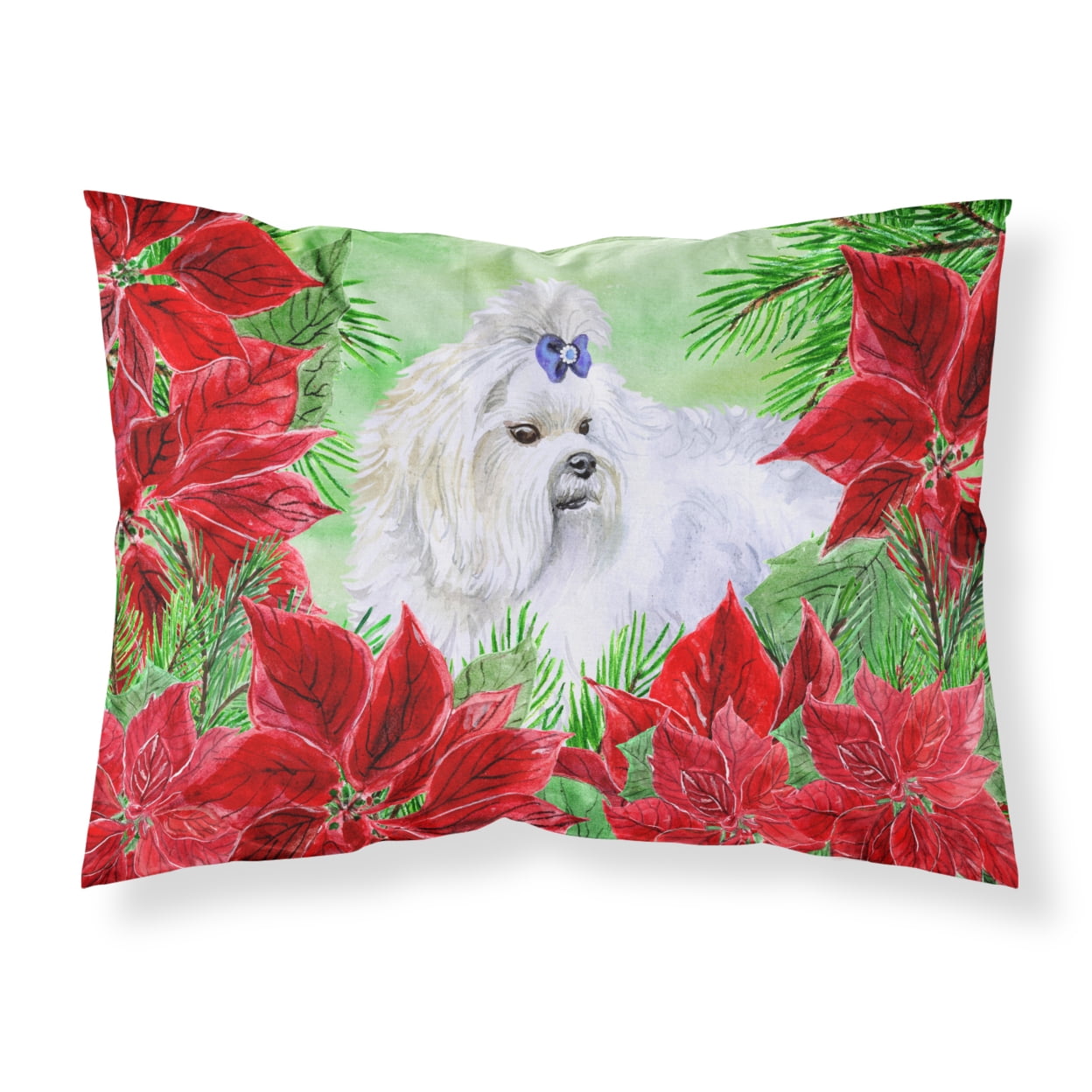 Maltese Poinsettas Fabric Standard Pillowcase