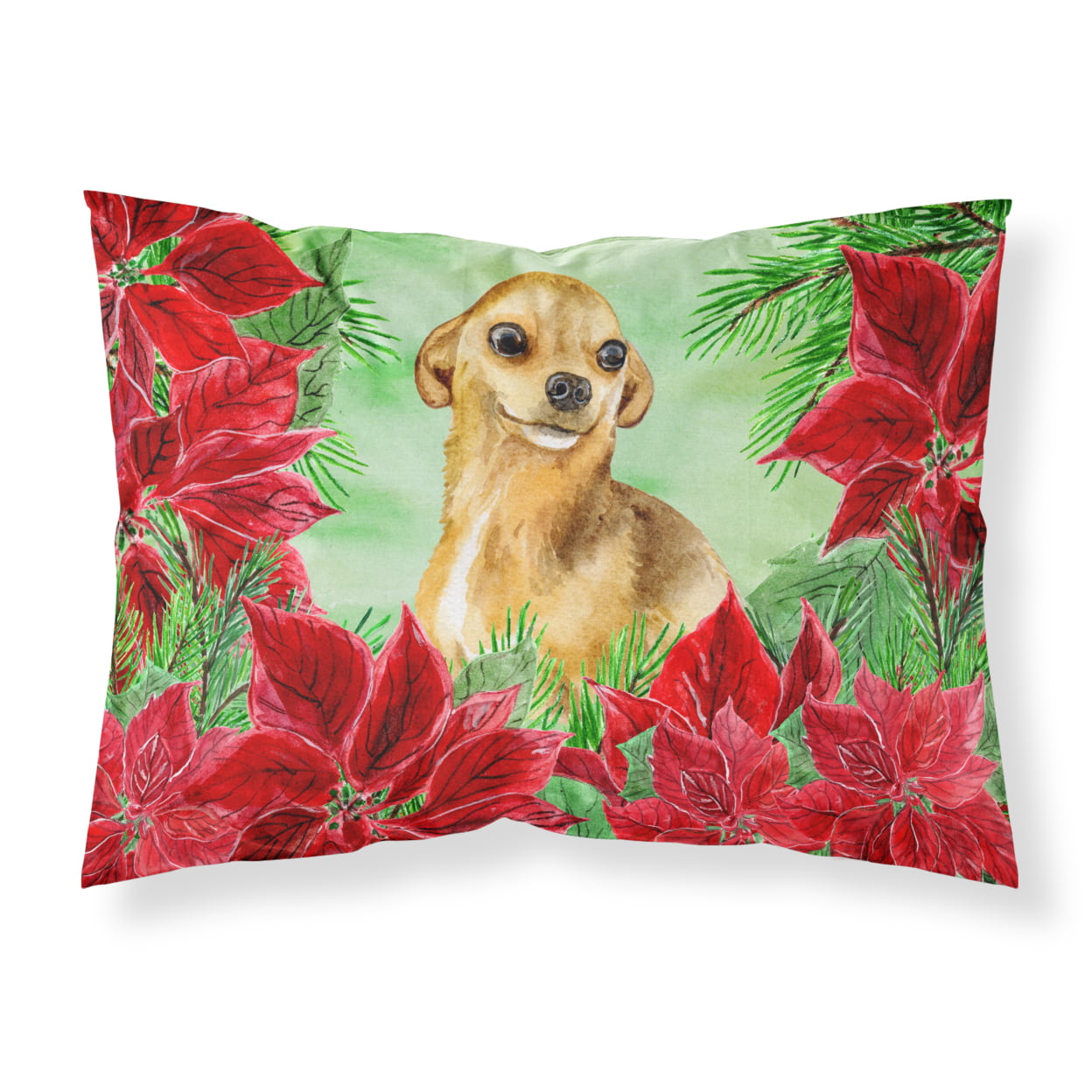 Chihuahua Poinsettas Fabric Standard Pillowcase