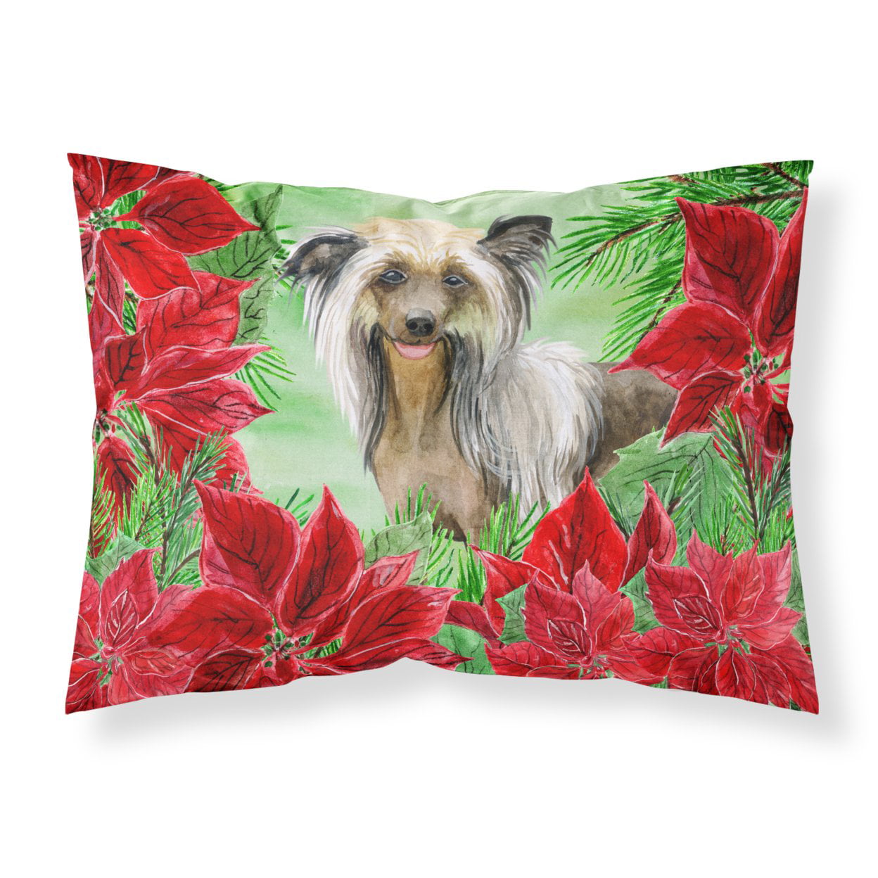 Chinese Crested Poinsettas Fabric Standard Pillowcase