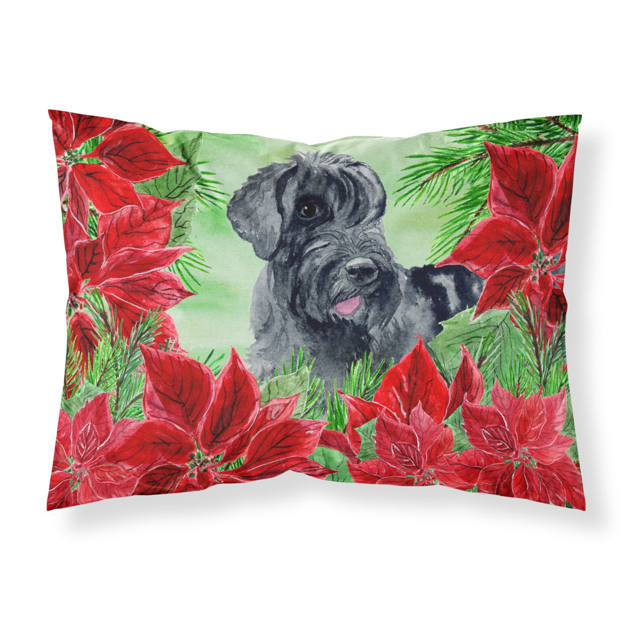 Giant Schnauzer Poinsettas Fabric Standard Pillowcase