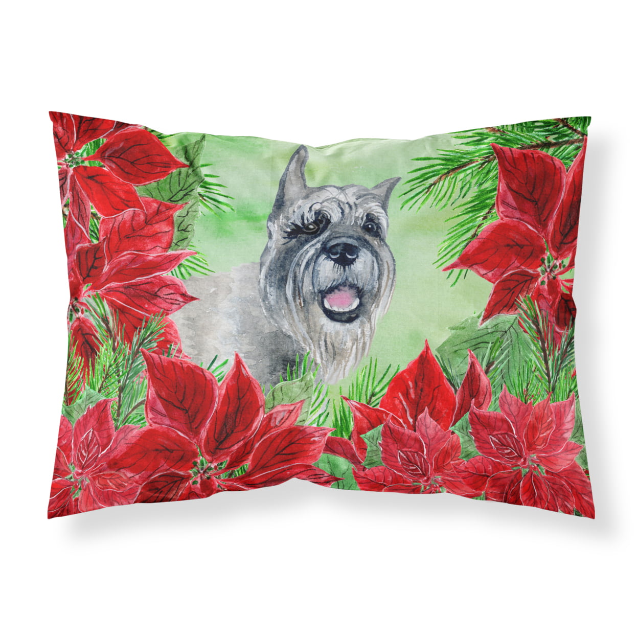 Schnauzer Poinsettas Fabric Standard Pillowcase