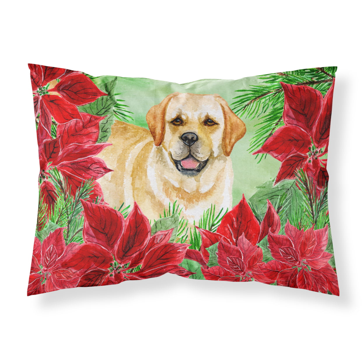 Golden Retriever Poinsettas Fabric Standard Pillowcase
