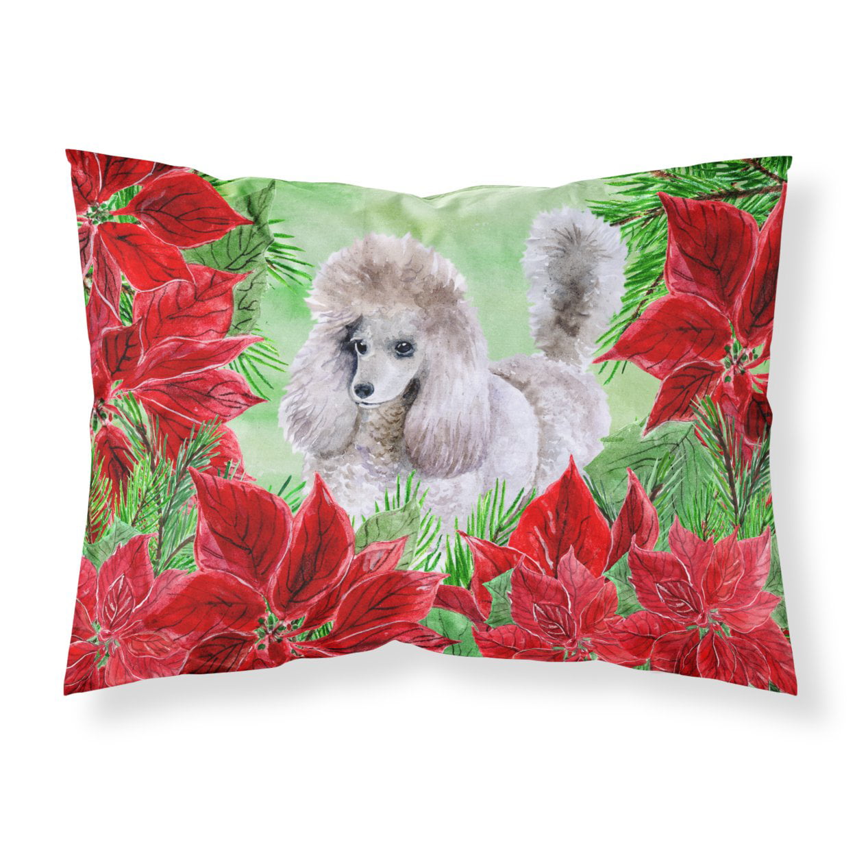 Poodle Poinsettas Fabric Standard Pillowcase