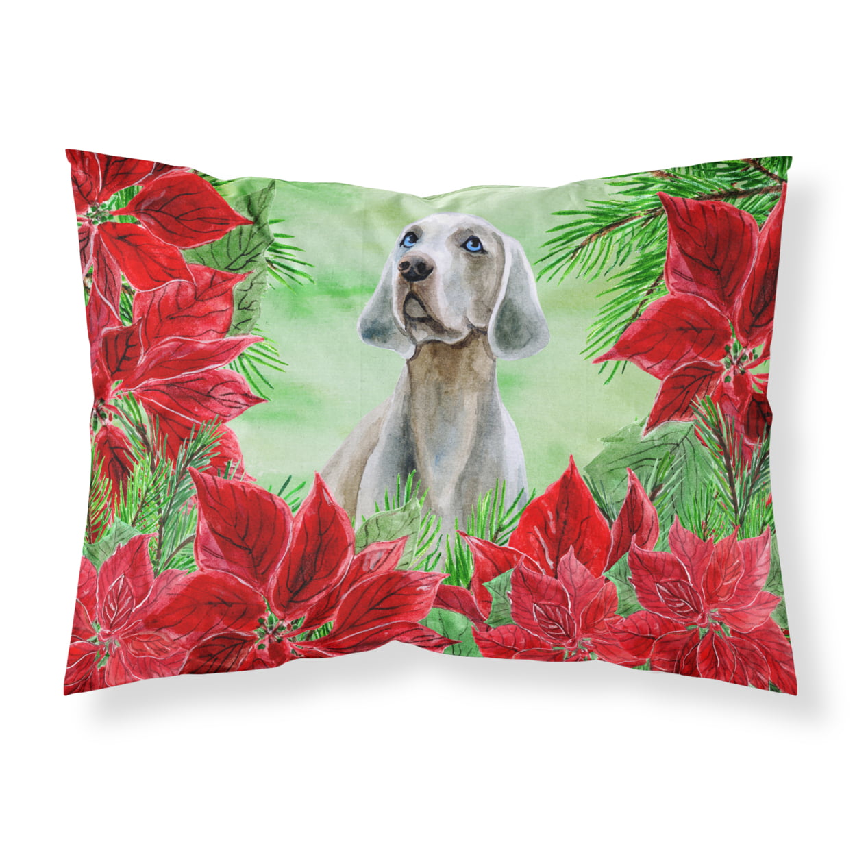 Weimaraner Poinsettas Fabric Standard Pillowcase