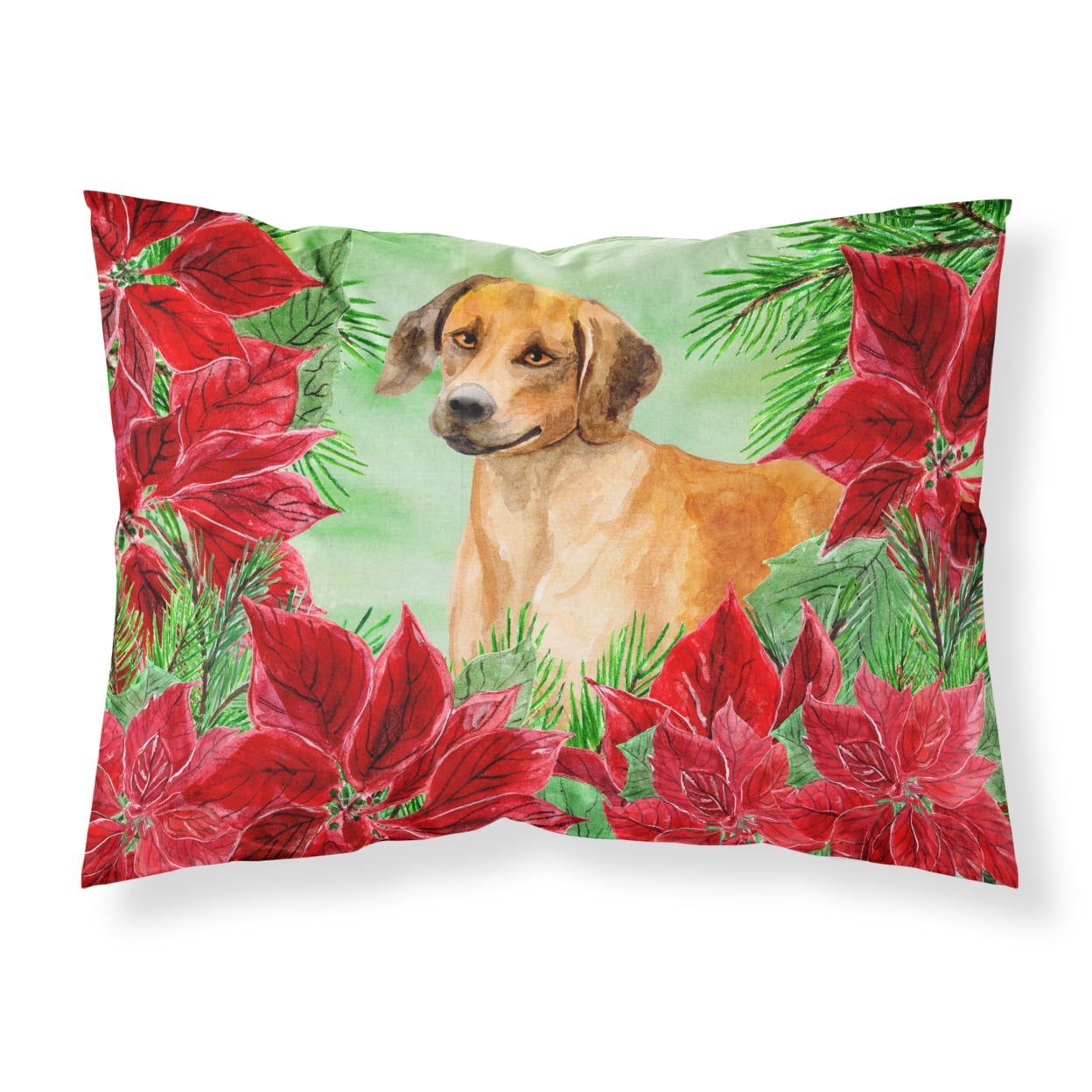 Rhodesian Ridgeback Poinsettas Fabric Standard Pillowcase