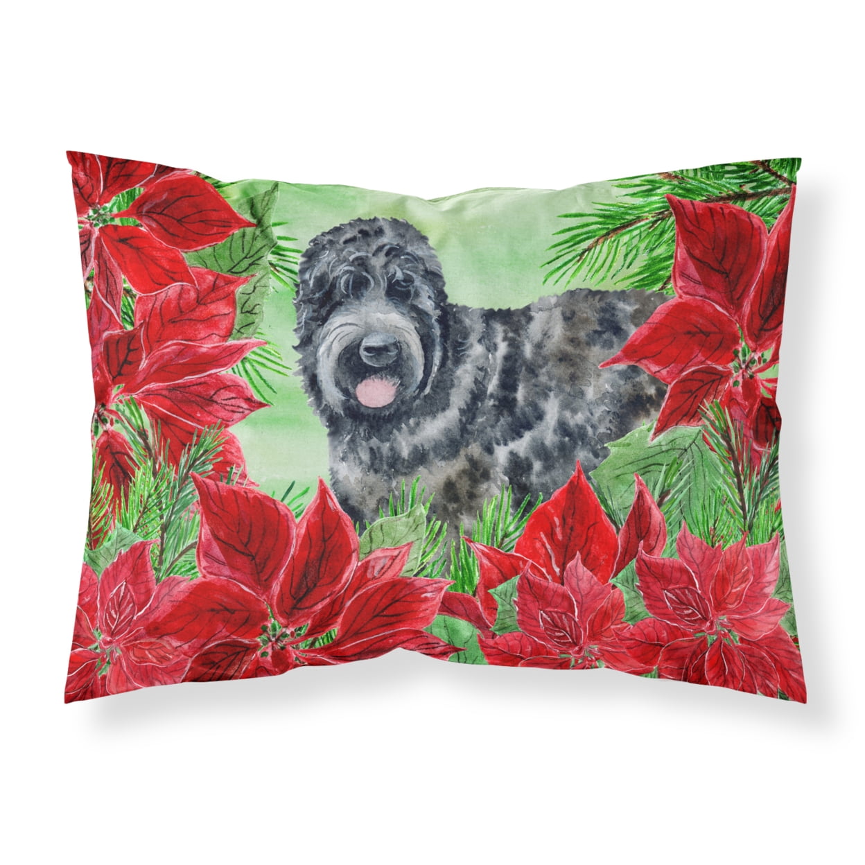 Black Russian Terrier Poinsettas Fabric Standard Pillowcase