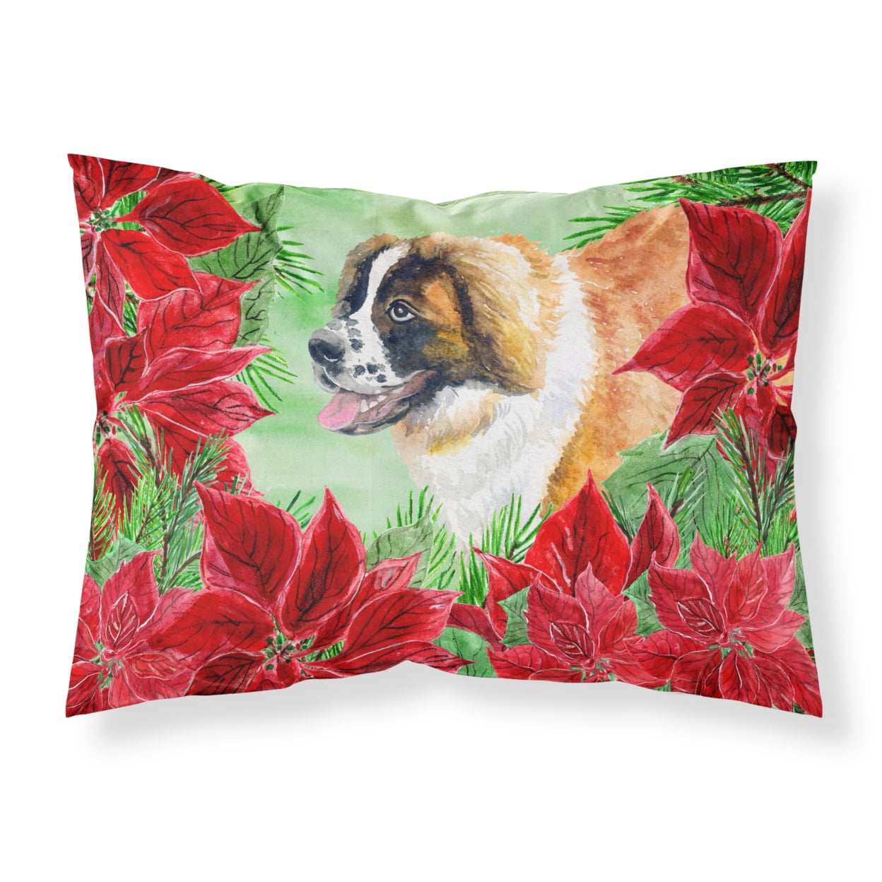Saint Bernard Poinsettas Fabric Standard Pillowcase