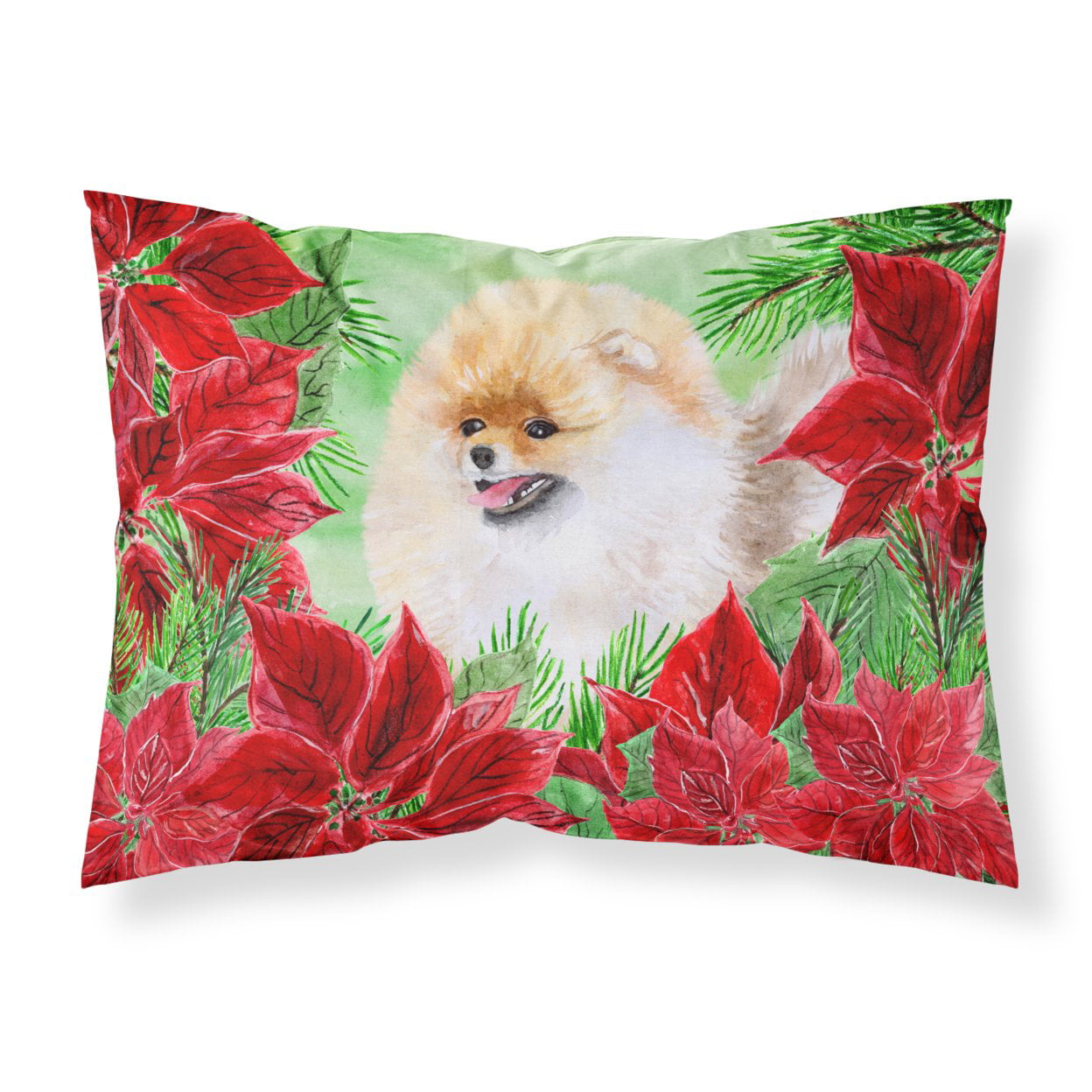 Pomeranian Poinsettas Fabric Standard Pillowcase