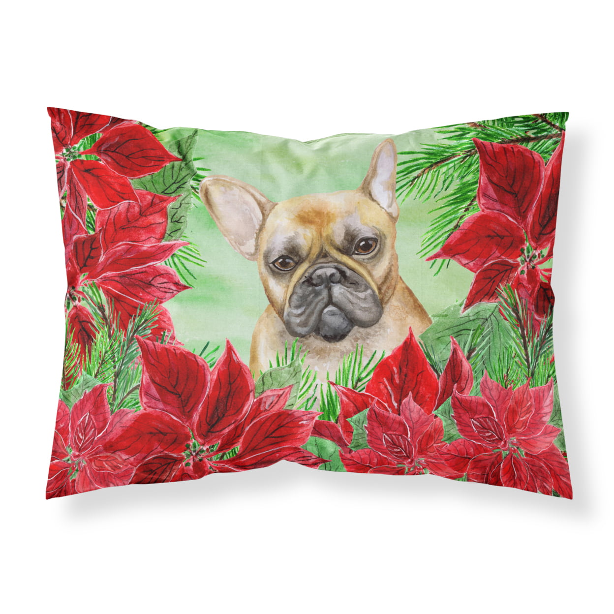 French Bulldog Poinsettas Fabric Standard Pillowcase