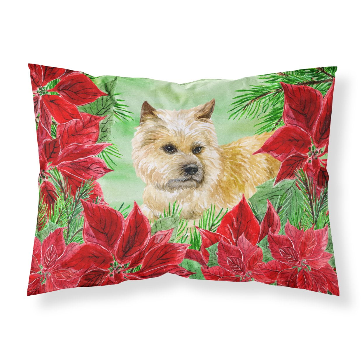 Cairn Terrier Poinsettas Fabric Standard Pillowcase