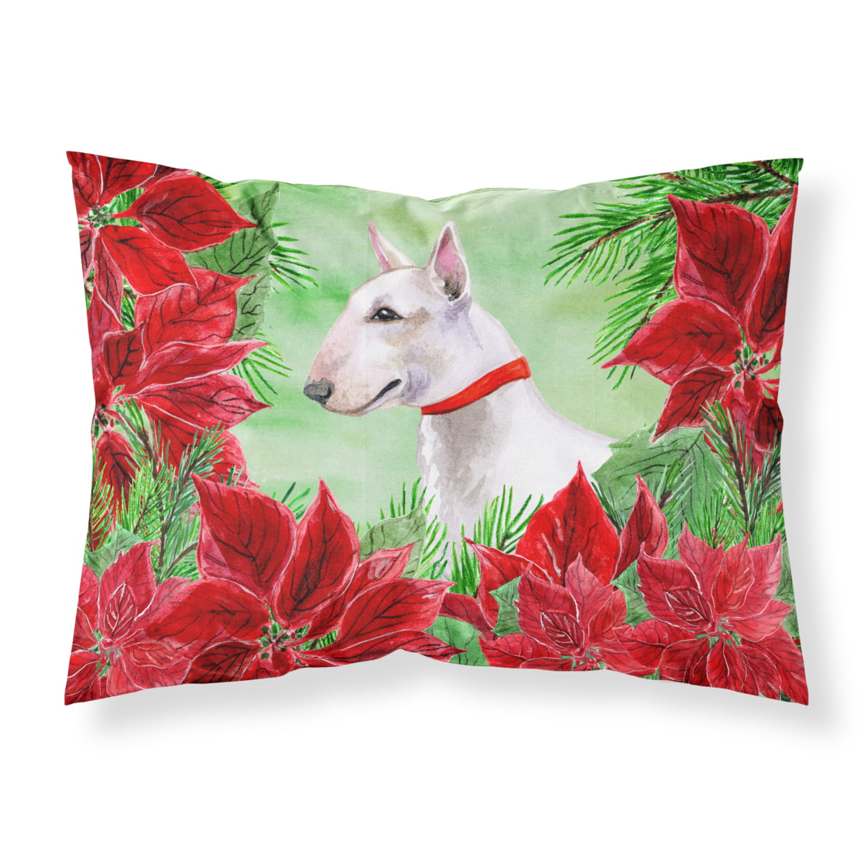 Bull Terrier Poinsettas Fabric Standard Pillowcase