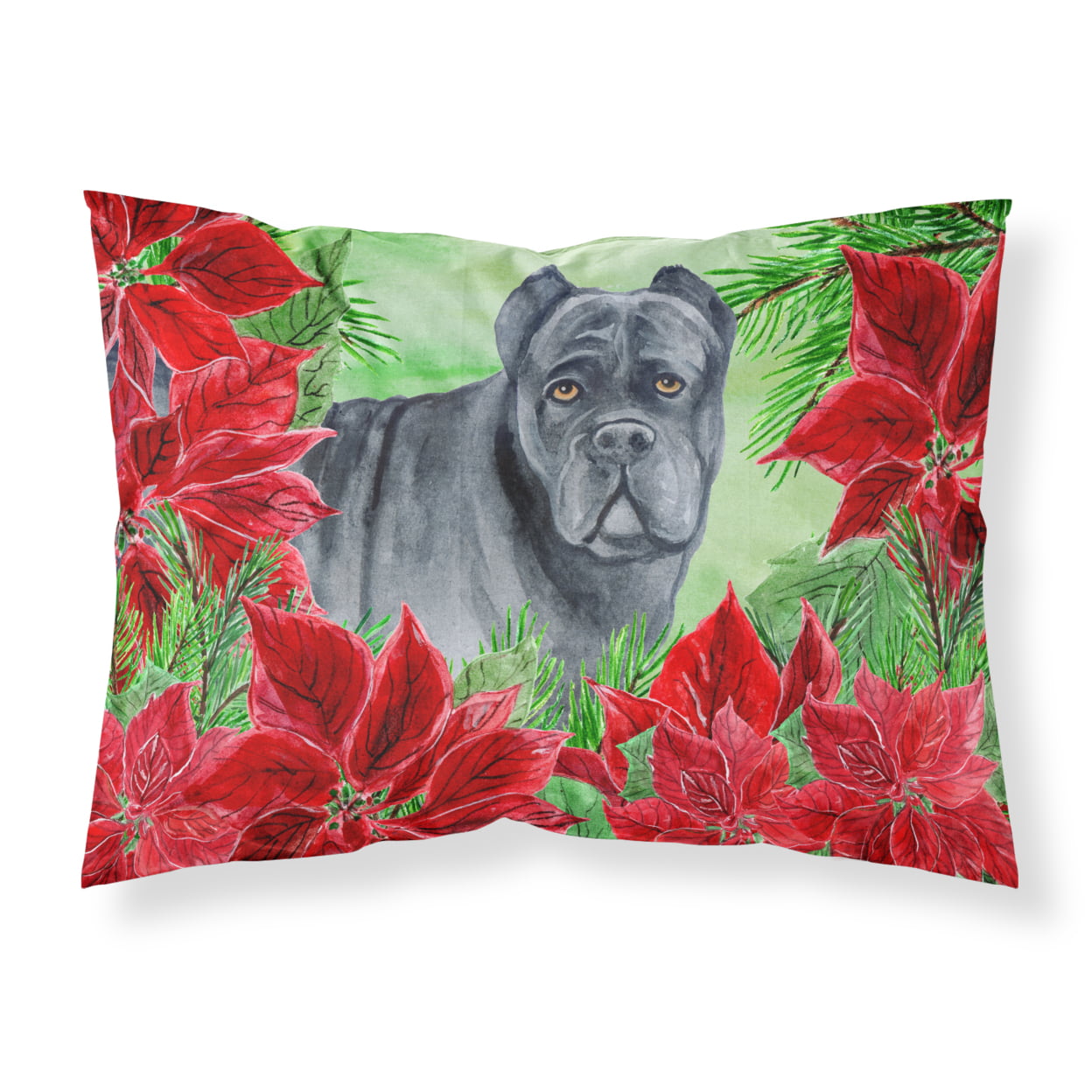 Cane Corso Poinsettas Fabric Standard Pillowcase