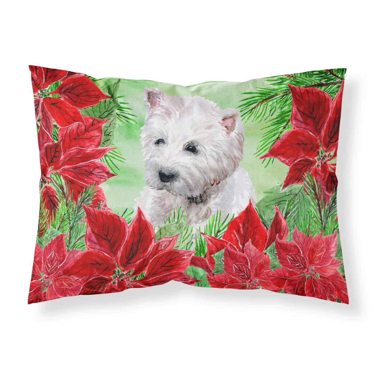 Westie Poinsettas Fabric Standard Pillowcase