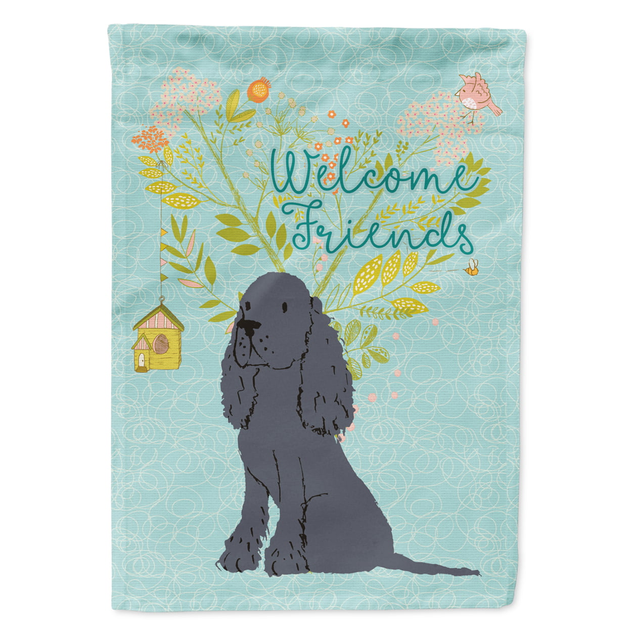Welcome Friends Black Cocker Spaniel Flag Garden