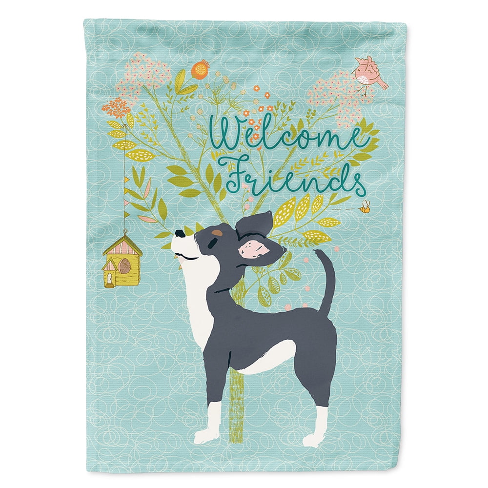Welcome Friends Black & White Chihuahua Flag Garden