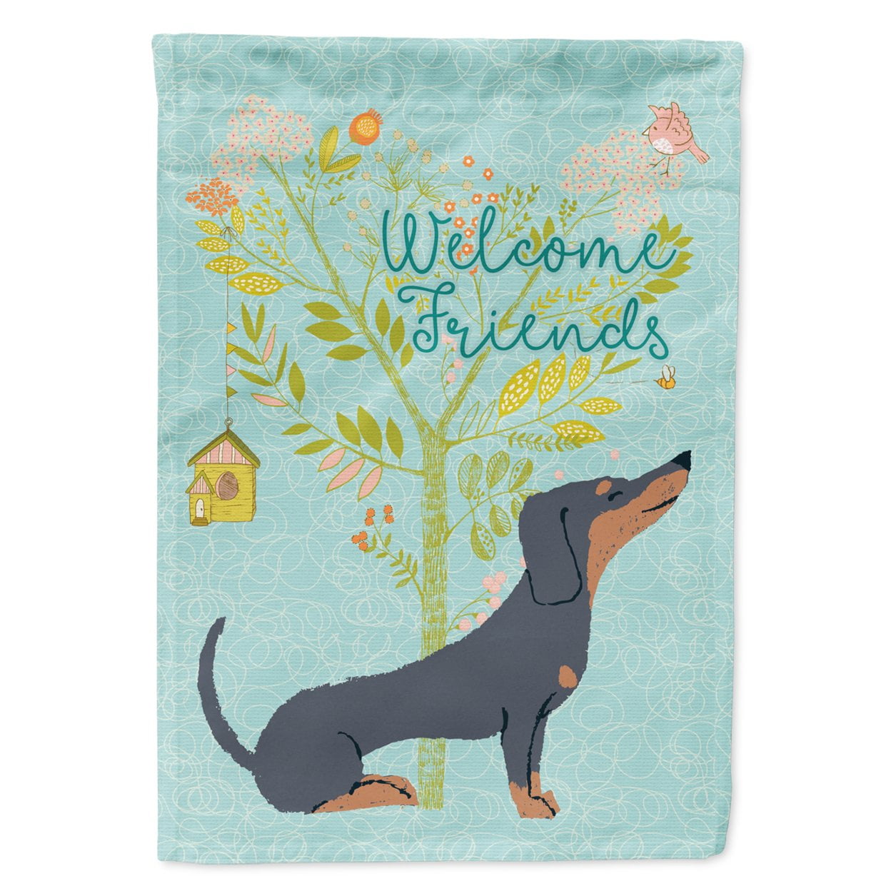 Welcome Friends Black & Tan Dachshund Flag Garden - Size