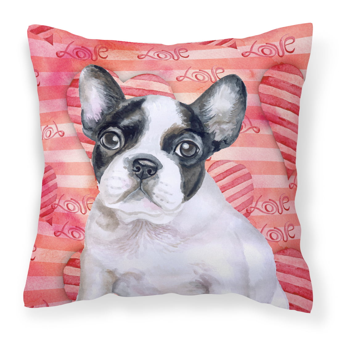 Picture of Carolines Treasures BB9797PW1414 French Bulldog Black & White Love Fabric Decorative Pillow