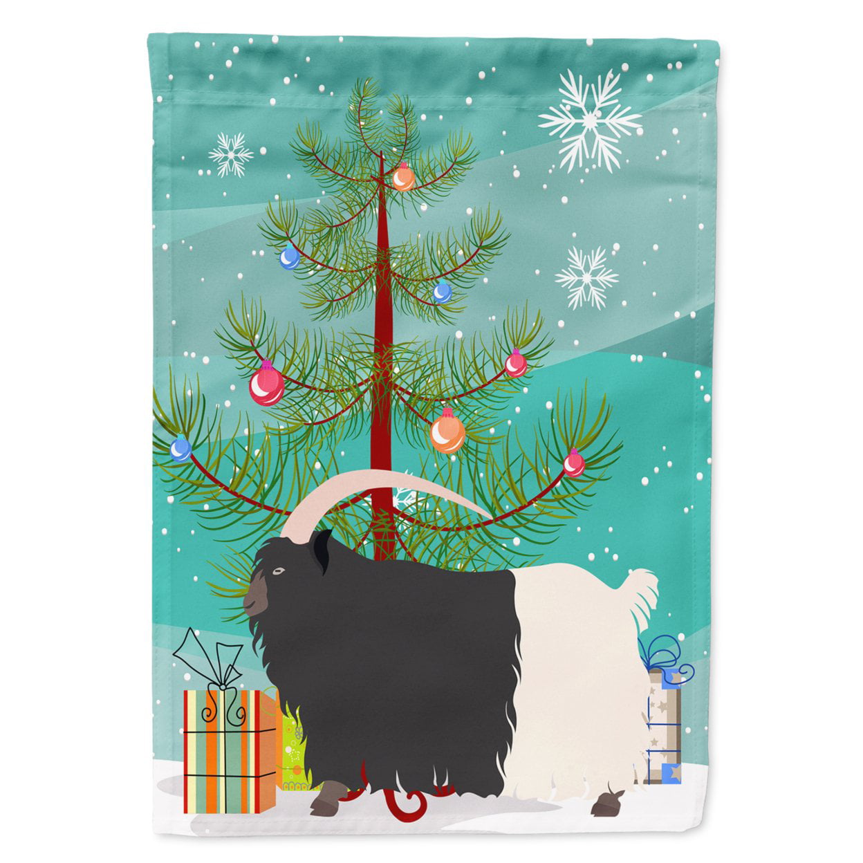 Welsh Black-Necked Goat Christmas Flag Garden - Size
