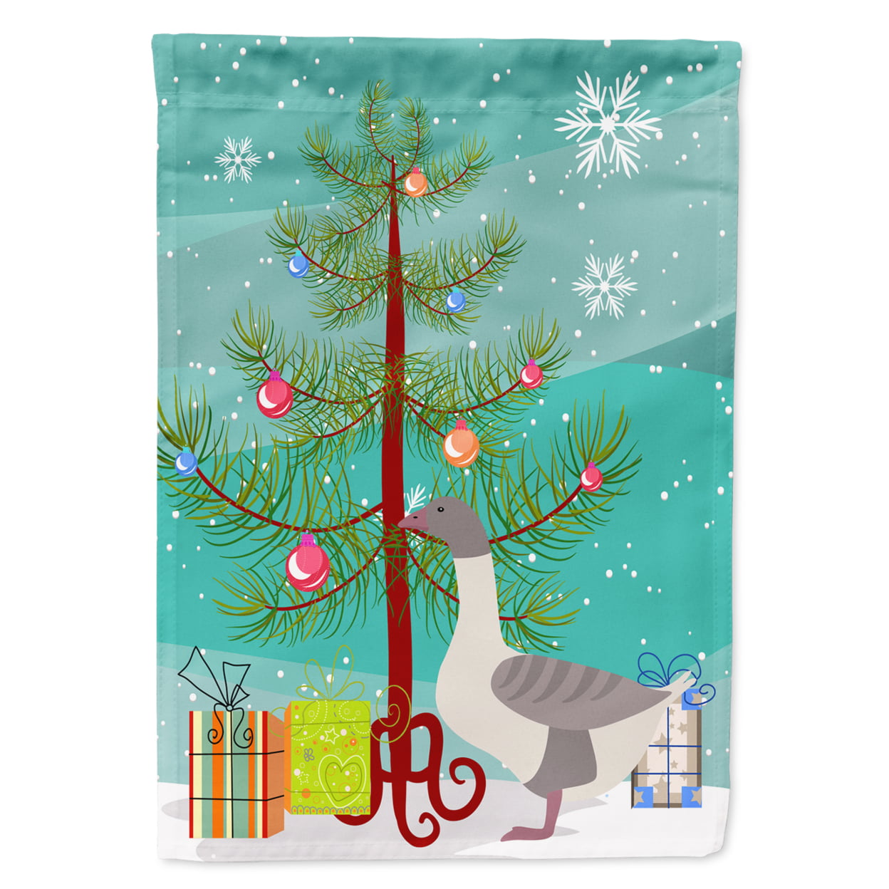 Buff Grey Back Goose Christmas Flag Garden - Size