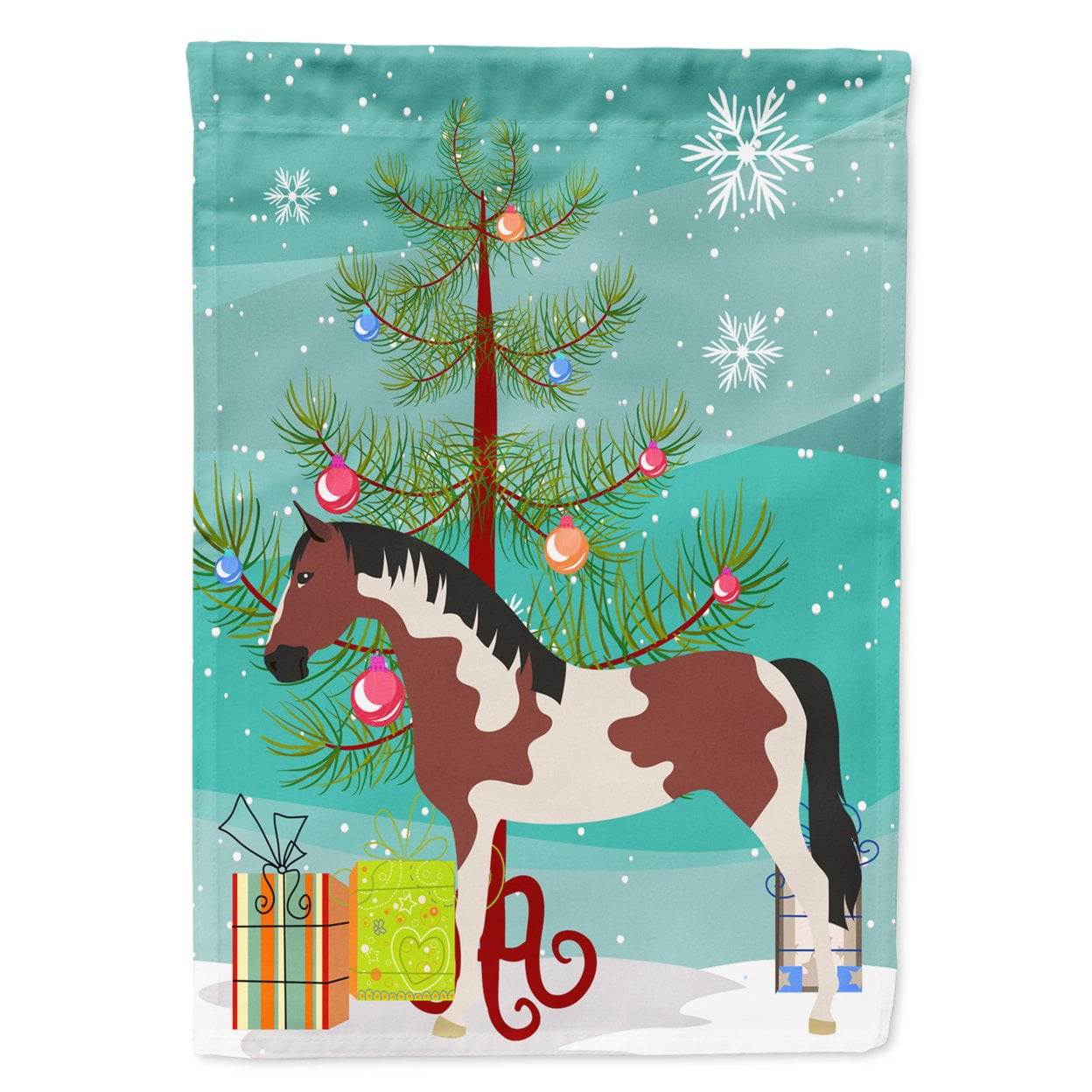 Pinto Horse Christmas Flag Garden