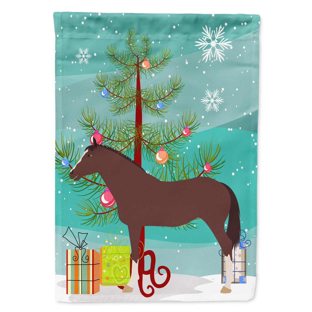 English Thoroughbred Horse Christmas Flag Garden - Size